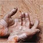 Dame Lucie Rie's Hands Covered in Clay, 1988