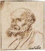 A) Head of an old man with a beard B) Study of an ear
