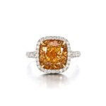 Fancy Deep Brownish Yellowish Orange Diamond and Diamond Ring | 7.01克拉 深彩棕黃橙色鑽石 配 鑽石 戒指