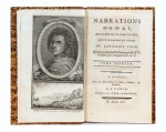 BASTON. Narrations d'Omaï, insulaire de la mer du Sud. 1790. 4 vol. Demi-veau blond. dans le style de l'époque.