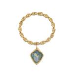 Gold and enamel pendent necklace, circa 1900