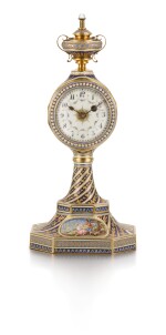CONTINENTAL | A GOLD, ENAMEL AND PEARL-SET QUARTER REPEATING AND MUSICAL TIMEPIECE  LATE 18TH / LATE 19TH CENTURY