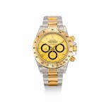 ROLEX | COSMOGRAPH DAYTONA, REFERENCE 16523, A STAINLESS STEEL AND YELLOW GOLD CHRONOGRAPH WRISTWATCH WITH SUSPENDED LOGO AND BRACELET, CIRCA 1988