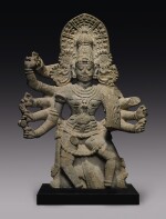  A GRANITE FIGURE OF A DEITY POSSIBLY VIRABHADRA SOUTH INDIA, 16TH/17TH CENTURY 