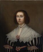 Portrait of a lady in a black dress and white lace collar