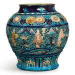 A MOULDED AND RETICULATED FAHUA JAR MING DYNASTY | 明 琺華鏤雕八仙過海圖罐