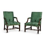A Pair of George III Mahogany Library Armchairs, circa 1765