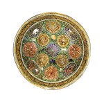 A gem-set and enamelled gold shield, India, Jaipur, 19th century