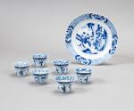 A group of seven blue and white porcelains, Qing dynasty, Kangxi period | 清康熙 青花瓷器一組七件