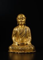 A gilt-bronze figure of Kasyapa, Liao Dynasty | 遼 銅鎏金迦葉尊者坐像