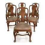 A SET OF SIX GEORGE II WALNUT SIDE CHAIRS IN THE MANNER OF GILES GRENDEY, CIRCA 1735
