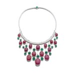 Ruby, emerald and diamond necklace