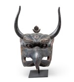 A carved and polychrome wood mask depicting Garuda Monpa or Sherdukpen | 門巴族或舍朱奔 木雕加彩迦樓羅面具