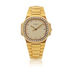 NAUTILUS, REF 3800/003 YELLOW GOLD AND DIAMOND-SET WRISTWATCH WITH DATE AND BRACELET MADE IN 1993