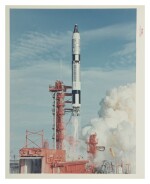  [GEMINI 6-A] LIFTOFF OF GEMINI 6-A AT KENNEDY SPACE CENTER, VINTAGE NASA "RED NUMBER" PHOTOGRAPH, 15 DECEMBER 1965.