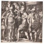 Alexander Welcoming Thalestris and the Amazons (After Francesco Primaticcio) (Bartsch 3)