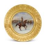 A porcelain plate from a military service, Imperial Porcelain Manufactory, St Petersburg, period of Nicholas II (1896-1917), 1909