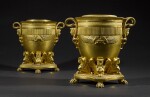 A pair of late George III gilt-bronze wine coolers, attributed to Alexis Decaix, retailed by Rundell, Bridge & Rundell, London, circa 1803-1806, the model designed by Jean-Jacques Boileau, circa 1800-1802