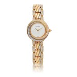 CARTIER | TRINITY, REF 2357 YELLOW GOLD, WHITE GOLD AND PINK GOLD DIAMOND-SET WRISTWATCH WITH BRACELET CIRCA 2005