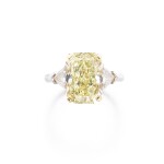 Fancy yellow diamond and diamond ring