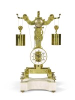 A brass skeleton clock with weight-driven constant force escapement, Gioachino Alberti, Milan, dated 1834