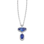 Sapphire and diamond pendant/brooch and a diamond necklace