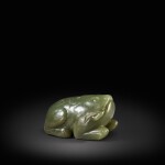 A green jade figure of a toad, Qing dynasty | 清 青玉雕蟾宮折桂把件