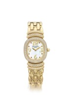 PATEK PHILIPPE | REF 4831/11 GOLDEN ELLIPSE,  A YELLOW GOLD AND DIAMOND SET BRACELET WATCH WITH MOTHER OF PEARL AND SAPPHIRE SET DIAL MADE IN 1997