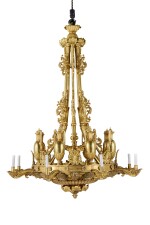 A Regency Gilt and Lacquered Brass Eight-Light Chandelier, Attributed to William Collins, Circa 1820-1830