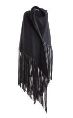 Black cashmere, wool and leather shawl, Hermès