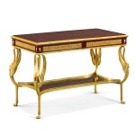 A FRENCH GILT-BRONZE MOUNTED MAHOGANY CENTRE TABLE, LATE 19TH CENTURY, IN THE EMPIRE MANNER