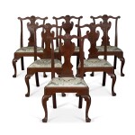 Fine and Rare Set of Six Queen Anne Carved and Figured Walnut Side Chairs, Philadelphia, Pennsylvania, Circa 1770