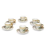 Six Royal Copenhagen 'Flora Danica' Demi-Tasse Cups and Saucers, Modern