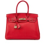 Limited Edition Rouge Casaque Epsom and Bleu Thalassa Verso Candy Birkin 30 Permabrass Hardware, 2012