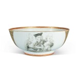 A Chinese Export ‘European subject’ Punch Bowl, Qing Dynasty, Qianlong period, Circa 1765 | 清乾隆 約1765年 墨彩描金西洋人物圖大盌