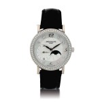 Reference 4958 Calatrava A white gold and diamond-set wristwatch with moon phases and mother-of-pearl dial, Made in 2008
