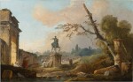 Landscape with ruins and the statue of Marcus Aurelius | Paysage aux ruines et à la statue de Marc Aurèle
