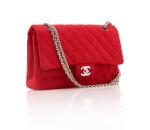 Red wool and red leather with silver-tone metal shoulder bag