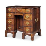 The Adams Family Very Fine and Rare Queen Anne Carved and Figured Mahogany Block Front Kneehole Dressing Bureau, Boston, Massachusetts, Circa 1770