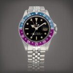 GMT-Master 'Fuchsia', Reference 1675  A stainless steel dual time zone wristwatch with date and bracelet  Circa 1966
