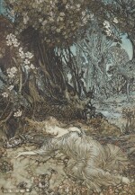 Arthur Rackham | Original illustration for A Midsummer Night's Dream (Titania lying asleep), 1908