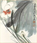 張大千 荷花 | Zhang Daqian (Chang Dai-chien), Lotus in the Wind
