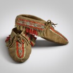Cree Pair of Quilled Hide Moccasins