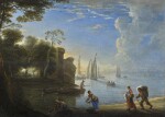 ATTRIBUTED TO HERMAN VAN SWANEVELT | Italianate coastal scene with figures on the bank