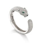 'Panthère' Diamond, Emerald and Onyx Bangle | 卡地亞 | 'Panthère' 鑽石 配 祖母綠 及 縞瑪瑙 手鐲