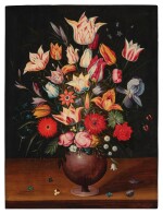 Still Life with Flowers in a Vase on a Wooden Table