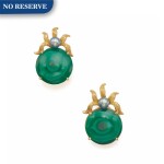 Tony Duquette | Pair of Malachite and Cultured Pearl Earclips