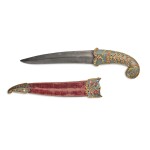 A Mughal gem-set jade-hilted dagger and scabbard, India, 17th century