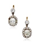 Pair of diamond earrings, late 19th/early 20th century composite