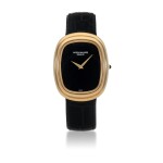 PATEK PHILIPPE  |  GRAND ELLIPSE, REF 3730   YELLOW GOLD WRISTWATCH WITH ONYX DIAL   MADE IN 1976